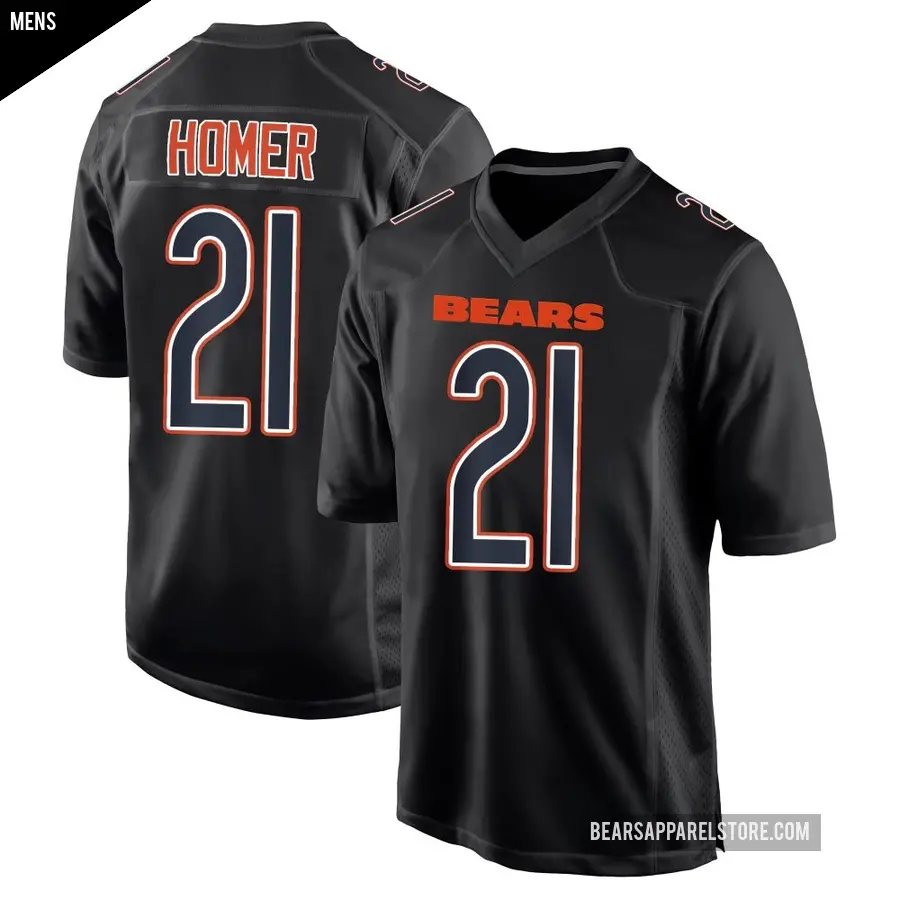 Men's Chicago Bears ＃21 Travis Homer Black Game Carbon Fashion Jersey