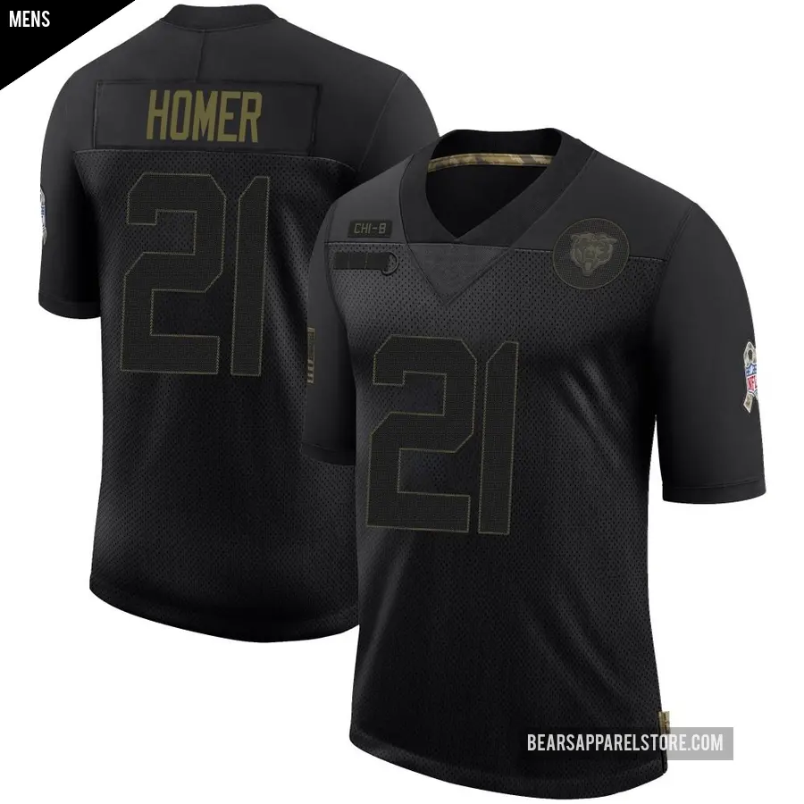 Men's Chicago Bears ＃21 Travis Homer Black Limited 2020 Salute To Service Jersey