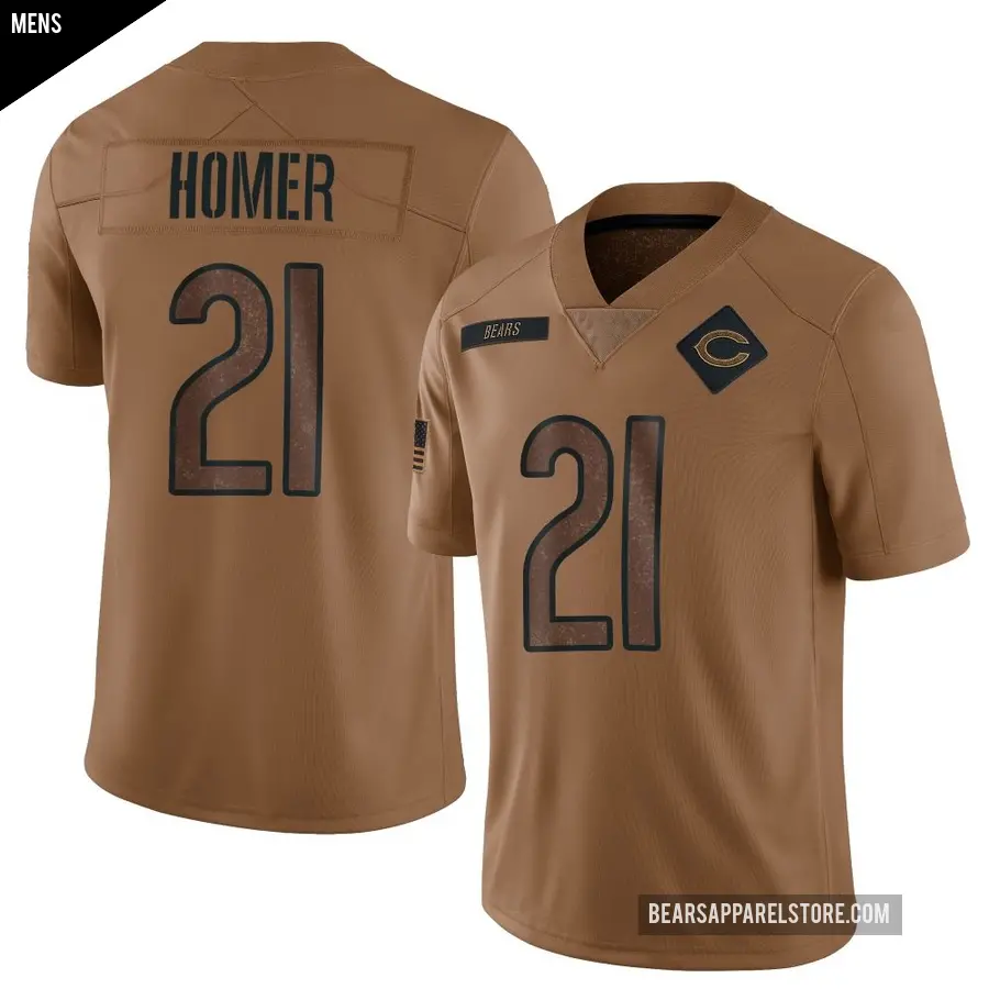 Men's Chicago Bears ＃21 Travis Homer Brown Limited 2023 Salute To Service Jersey
