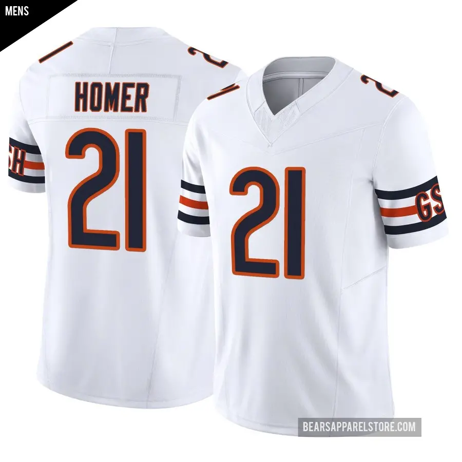 Men's Chicago Bears ＃21 Travis Homer White Limited Vapor F.U.S.E. Jersey