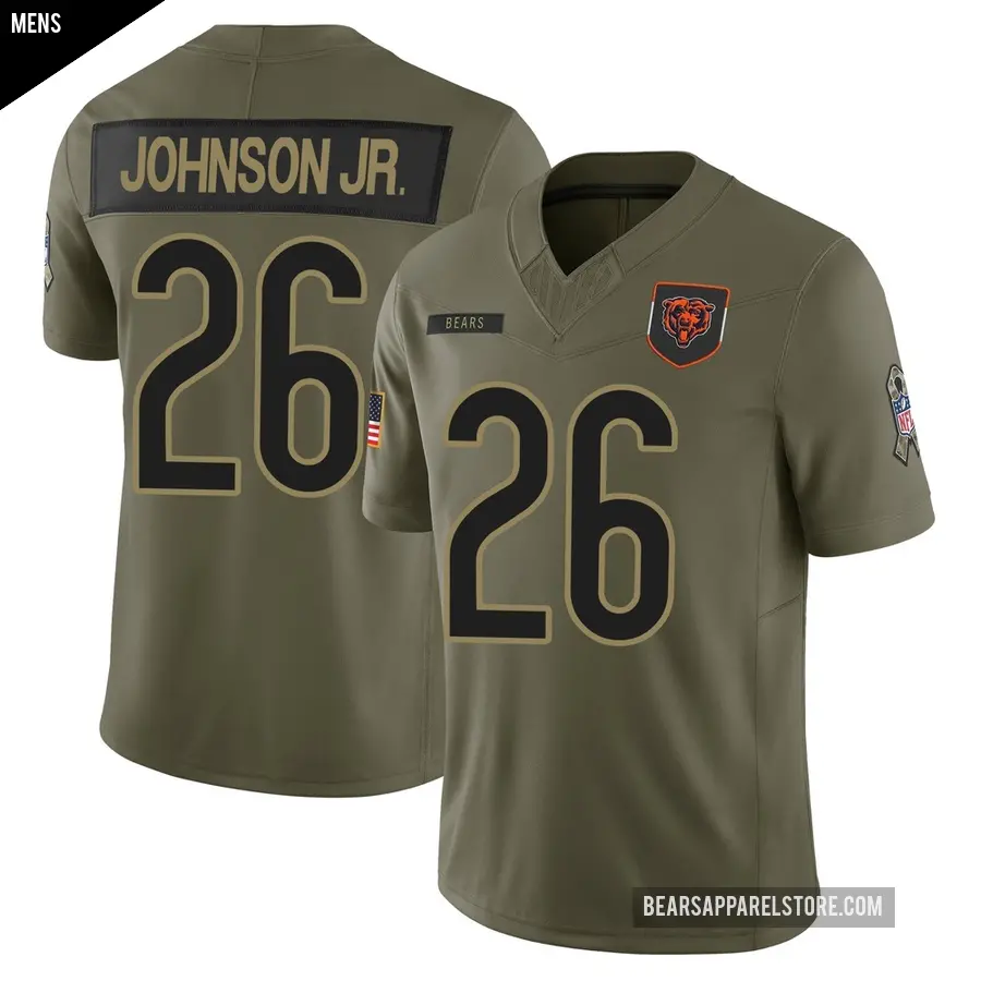 Men's Chicago Bears ＃26 Anthony Johnson Jr. Olive Limited 2025 Salute to Service Jersey
