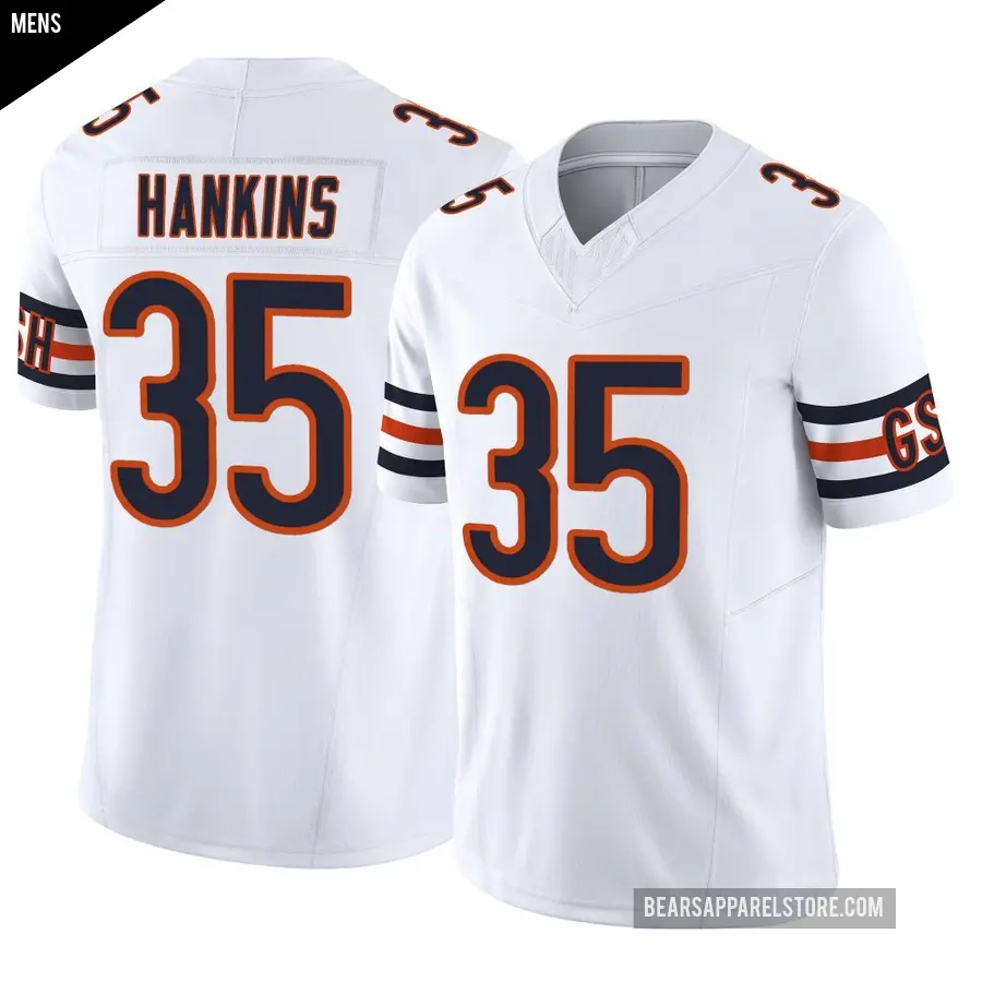 Men's Chicago Bears ＃35 Deion Hankins White Limited Vapor F.U.S.E. Jersey