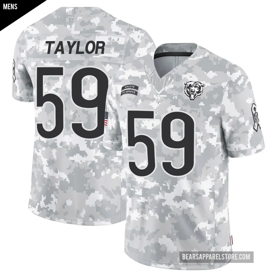 Men's Chicago Bears ＃59 Carson Taylor Arctic Camo Limited 2024 Salute to Service Jersey