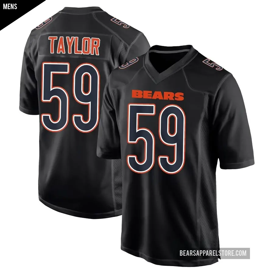 Men's Chicago Bears ＃59 Carson Taylor Black Game Carbon Fashion Jersey