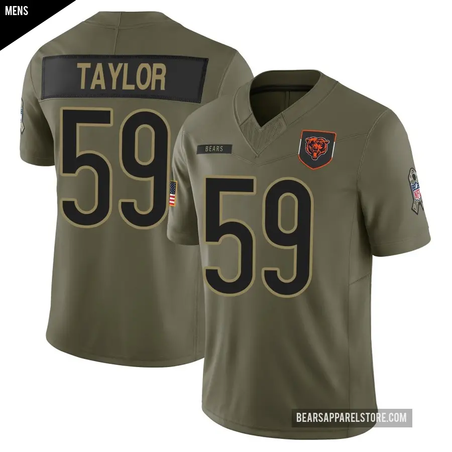 Men's Chicago Bears ＃59 Carson Taylor Olive Limited 2025 Salute to Service Jersey