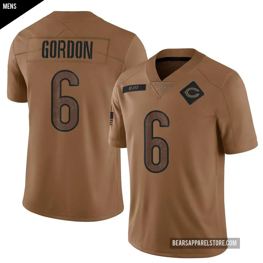 Men's Chicago Bears ＃6 Kyler Gordon Brown Limited 2023 Salute To Service Jersey
