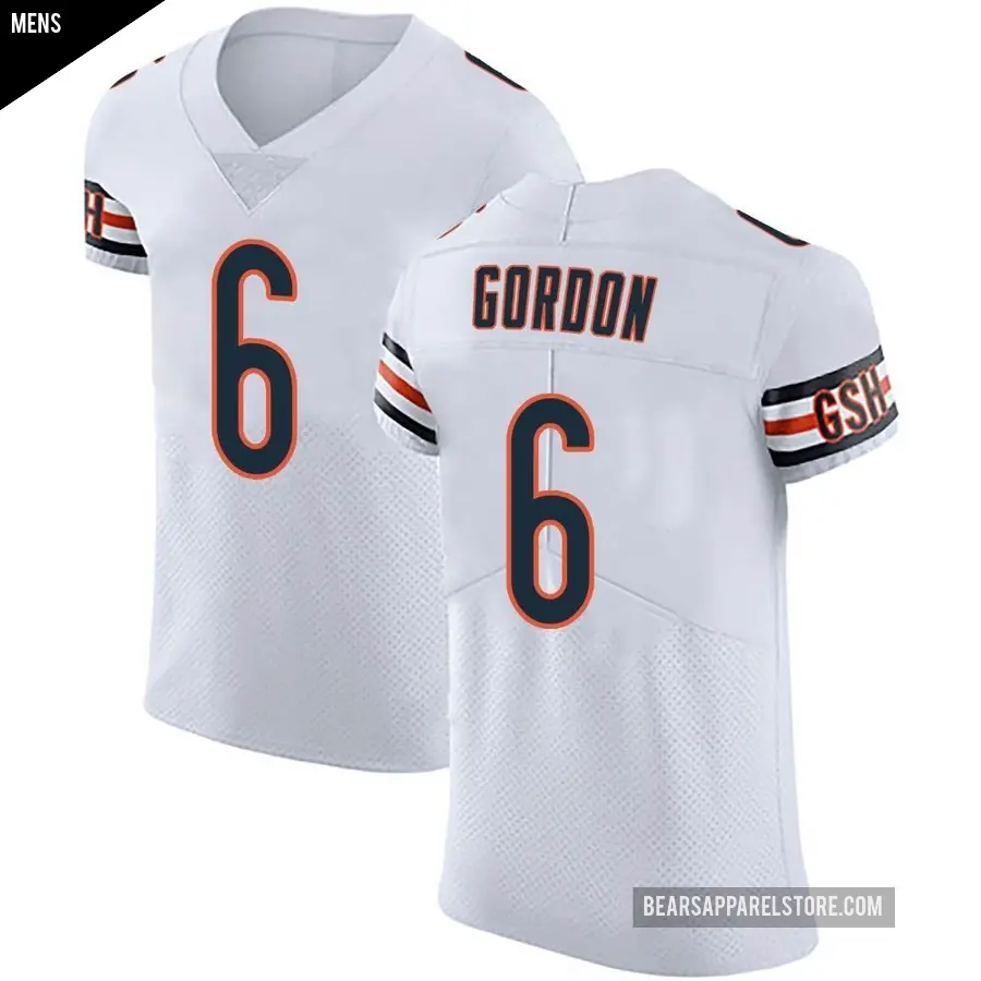 Men's Chicago Bears ＃6 Kyler Gordon White Elite Vapor Untouchable Jersey