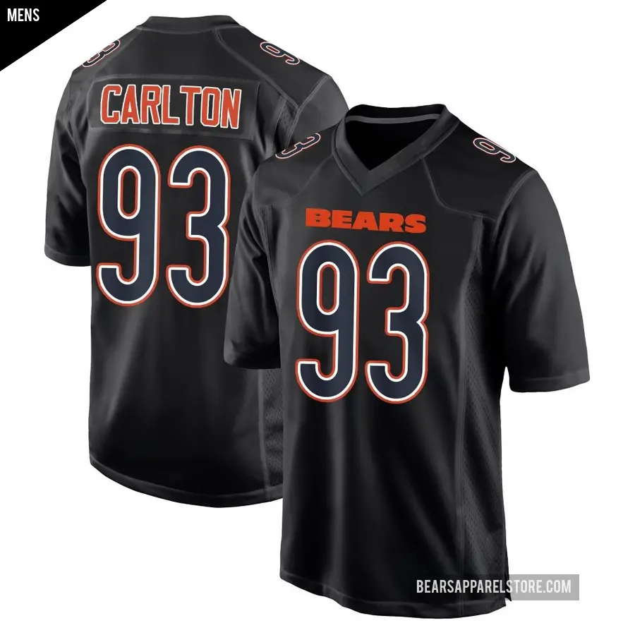 Men's Chicago Bears ＃93 Xavier Carlton Black Game Carbon Fashion Jersey
