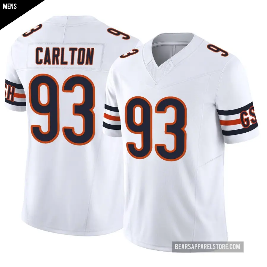 Men's Chicago Bears ＃93 Xavier Carlton White Limited Vapor F.U.S.E. Jersey