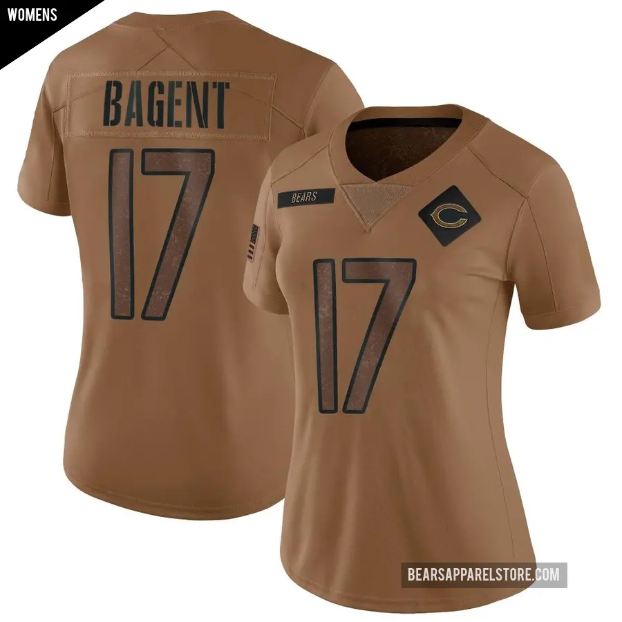 Women's Chicago Bears ＃17 Tyson Bagent Brown Limited 2023 Salute To Service Jersey