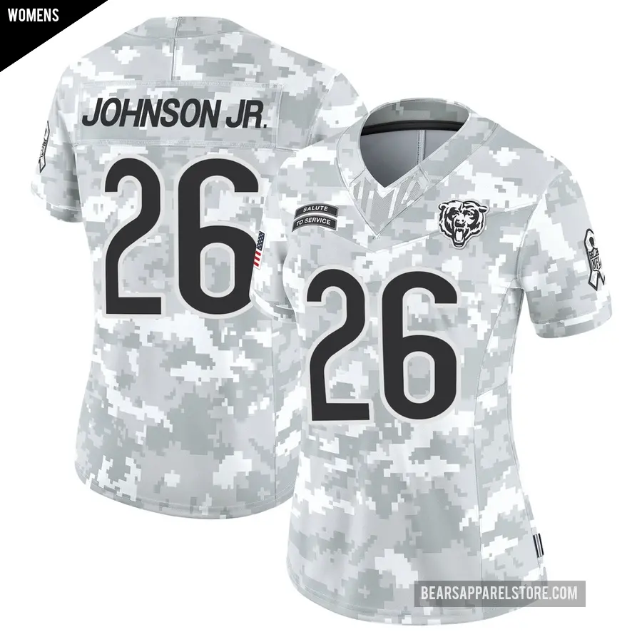 Women's Chicago Bears ＃26 Anthony Johnson Jr. Arctic Camo Limited 2024 Salute to Service Jersey
