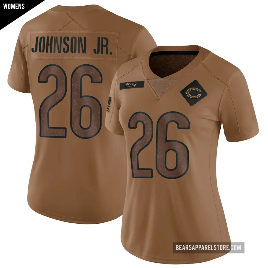 Women's Chicago Bears ＃26 Anthony Johnson Jr. Brown Limited 2023 Salute To Service Jersey