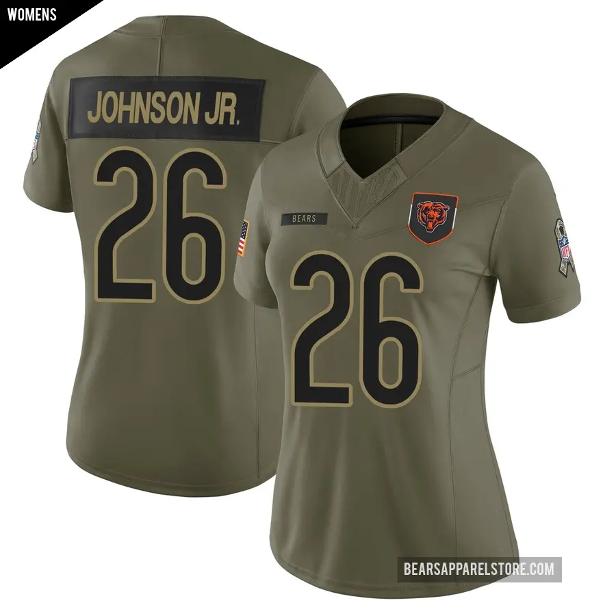 Women's Chicago Bears ＃26 Anthony Johnson Jr. Olive Limited 2025 Salute to Service Jersey