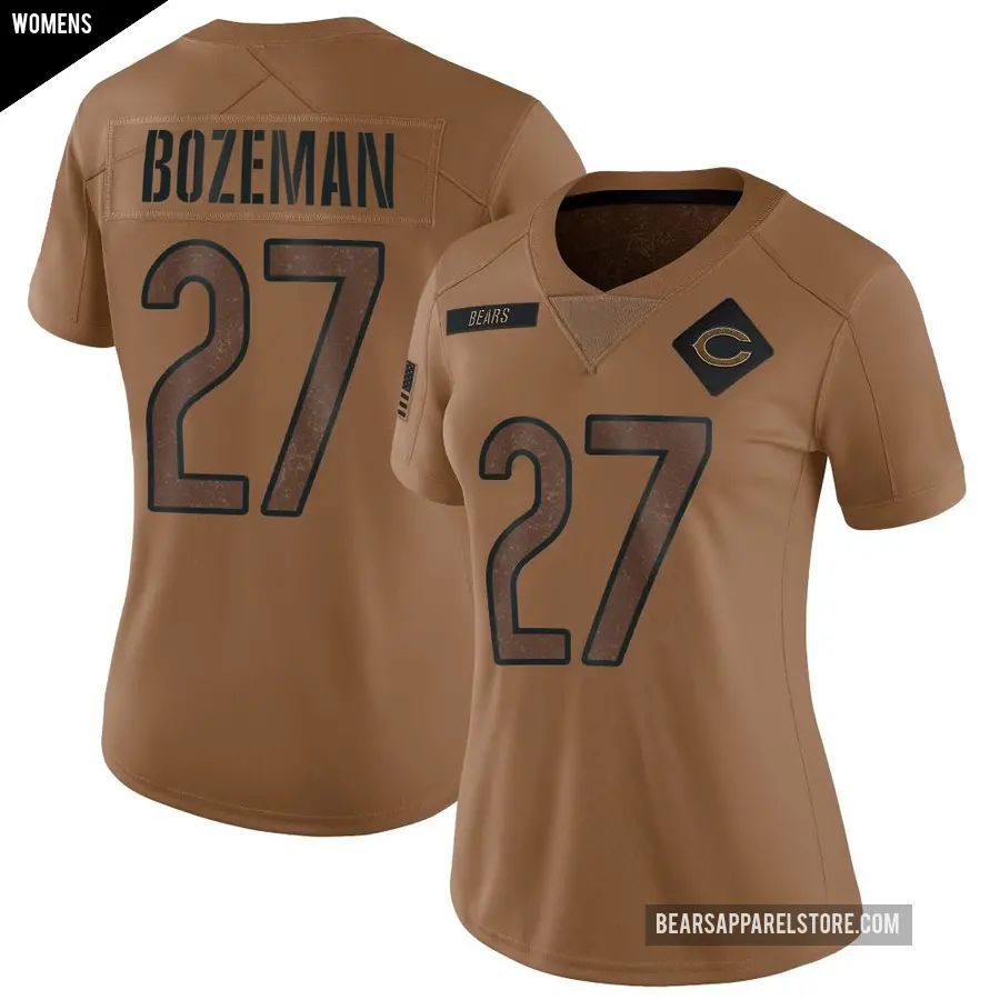 Women's Chicago Bears ＃27 Swayze Bozeman Brown Limited 2023 Salute To Service Jersey