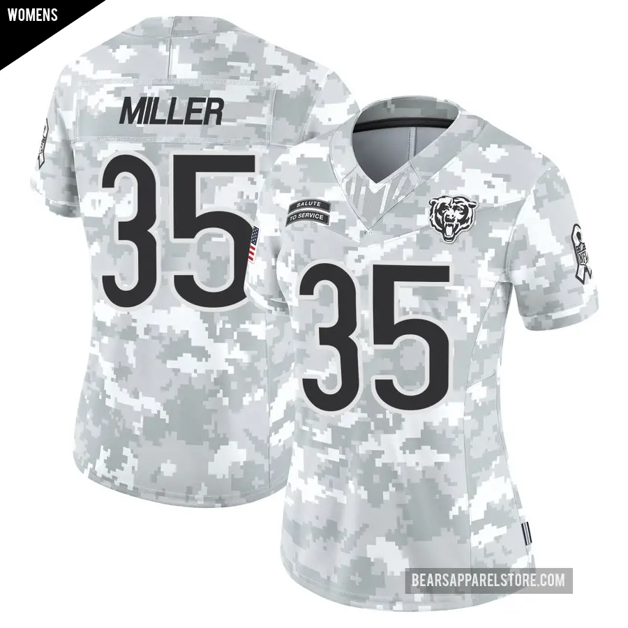 Women's Chicago Bears ＃35 Scotty Miller Arctic Camo Limited 2024 Salute to Service Jersey