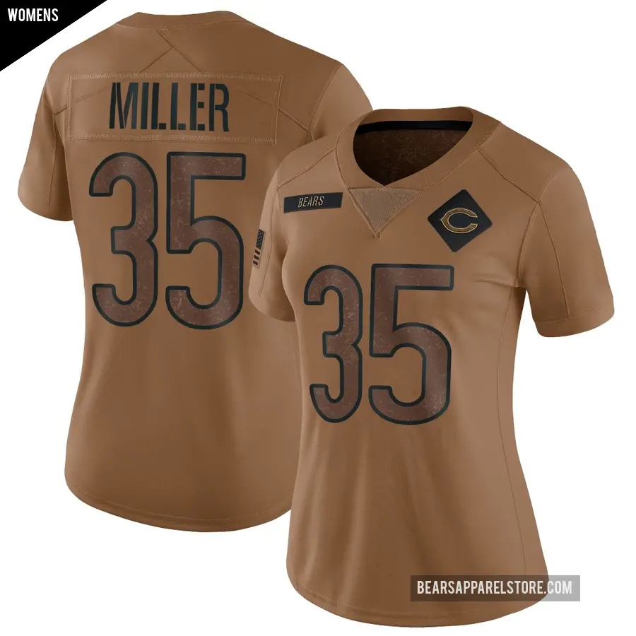 Women's Chicago Bears ＃35 Scotty Miller Brown Limited 2023 Salute To Service Jersey