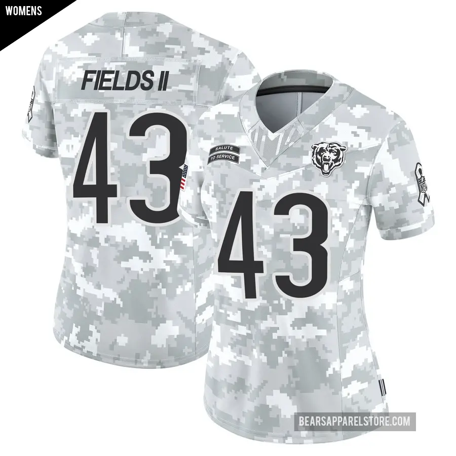 Women's Chicago Bears ＃43 Tony Fields II Arctic Camo Limited 2024 Salute to Service Jersey