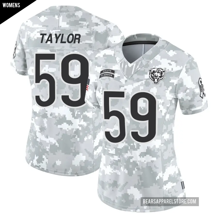 Women's Chicago Bears ＃59 Carson Taylor Arctic Camo Limited 2024 Salute to Service Jersey