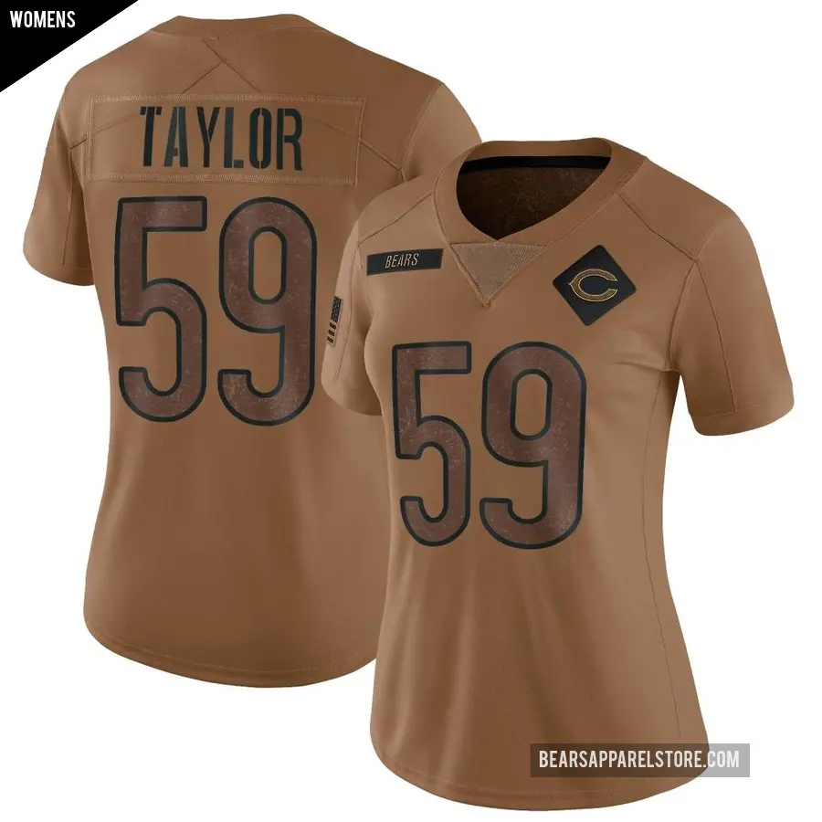 Women's Chicago Bears ＃59 Carson Taylor Brown Limited 2023 Salute To Service Jersey