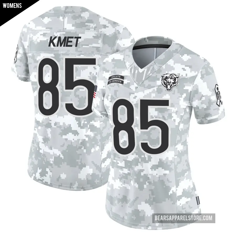 Women's Chicago Bears ＃85 Cole Kmet Arctic Camo Limited 2024 Salute to Service Jersey