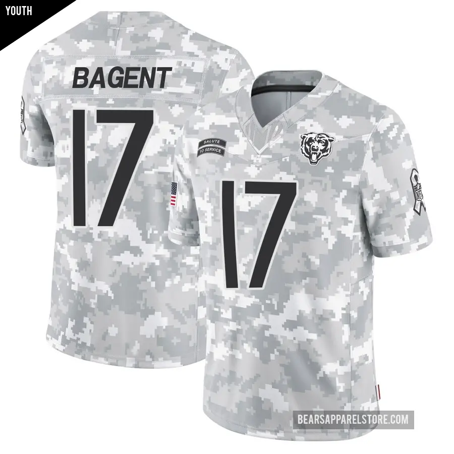 Youth Chicago Bears ＃17 Tyson Bagent Arctic Camo Limited 2024 Salute to Service Jersey