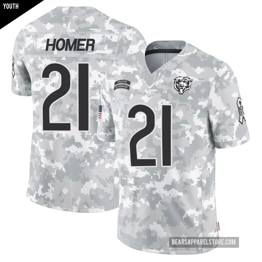 Youth Chicago Bears ＃21 Travis Homer Arctic Camo Limited 2024 Salute to Service Jersey