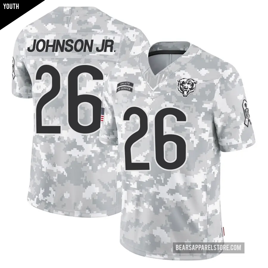 Youth Chicago Bears ＃26 Anthony Johnson Jr. Arctic Camo Limited 2024 Salute to Service Jersey