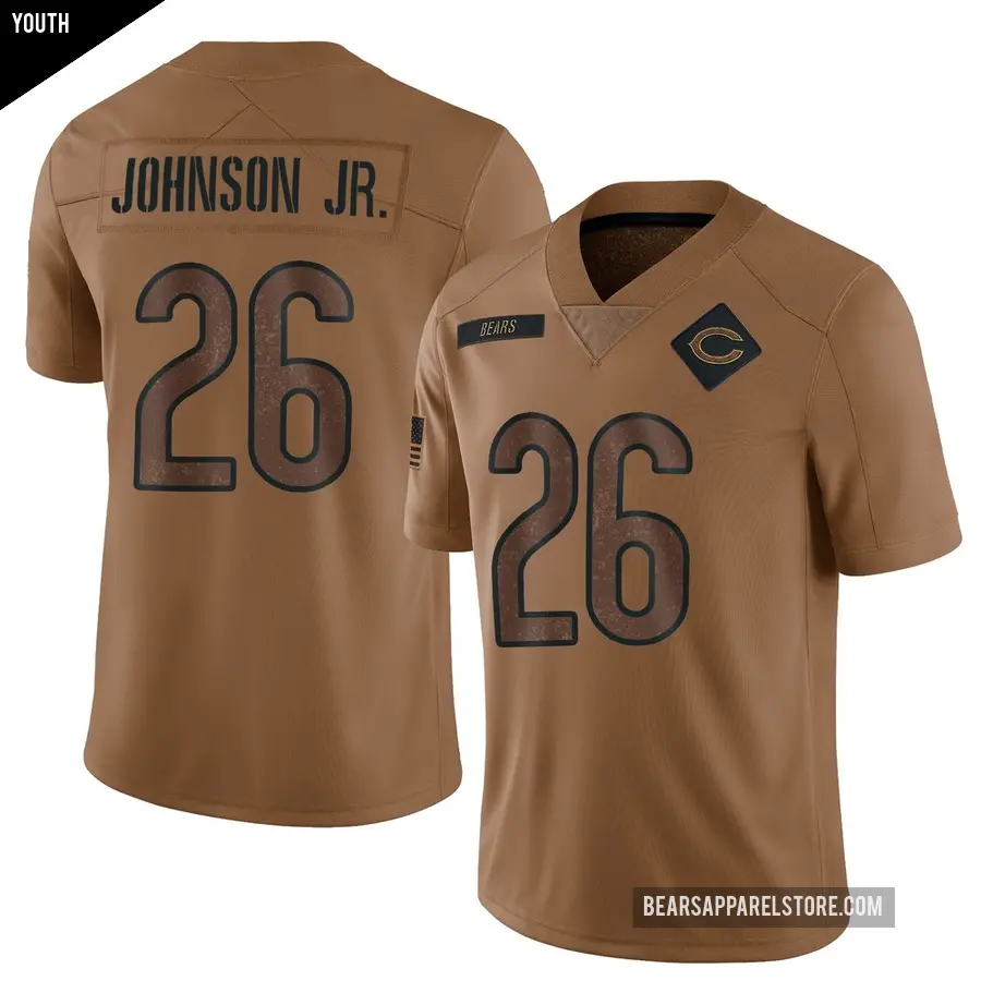 Youth Chicago Bears ＃26 Anthony Johnson Jr. Brown Limited 2023 Salute To Service Jersey