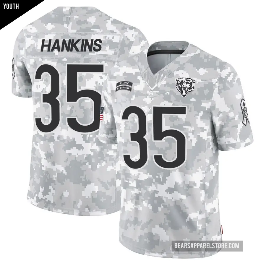 Youth Chicago Bears ＃35 Deion Hankins Arctic Camo Limited 2024 Salute to Service Jersey