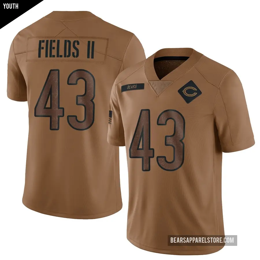 Youth Chicago Bears ＃43 Tony Fields II Brown Limited 2023 Salute To Service Jersey