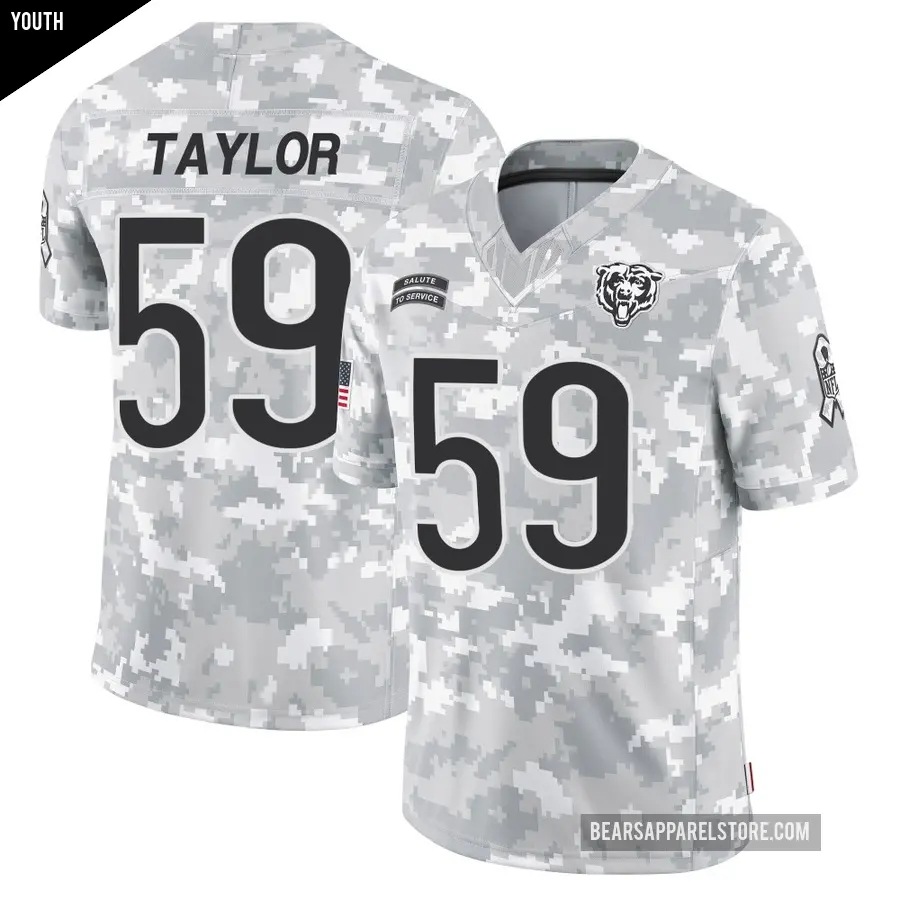 Youth Chicago Bears ＃59 Carson Taylor Arctic Camo Limited 2024 Salute to Service Jersey