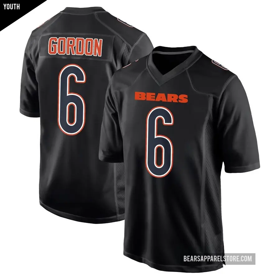 Youth Chicago Bears ＃6 Kyler Gordon Black Game Carbon Fashion Jersey