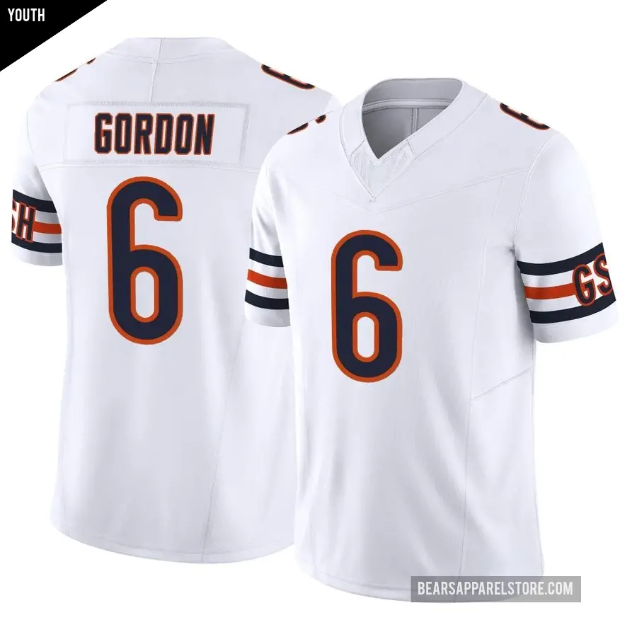 Youth Chicago Bears ＃6 Kyler Gordon White Limited Vapor F.U.S.E. Jersey