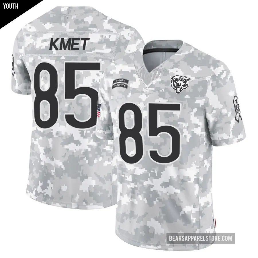 Youth Chicago Bears ＃85 Cole Kmet Arctic Camo Limited 2024 Salute to Service Jersey