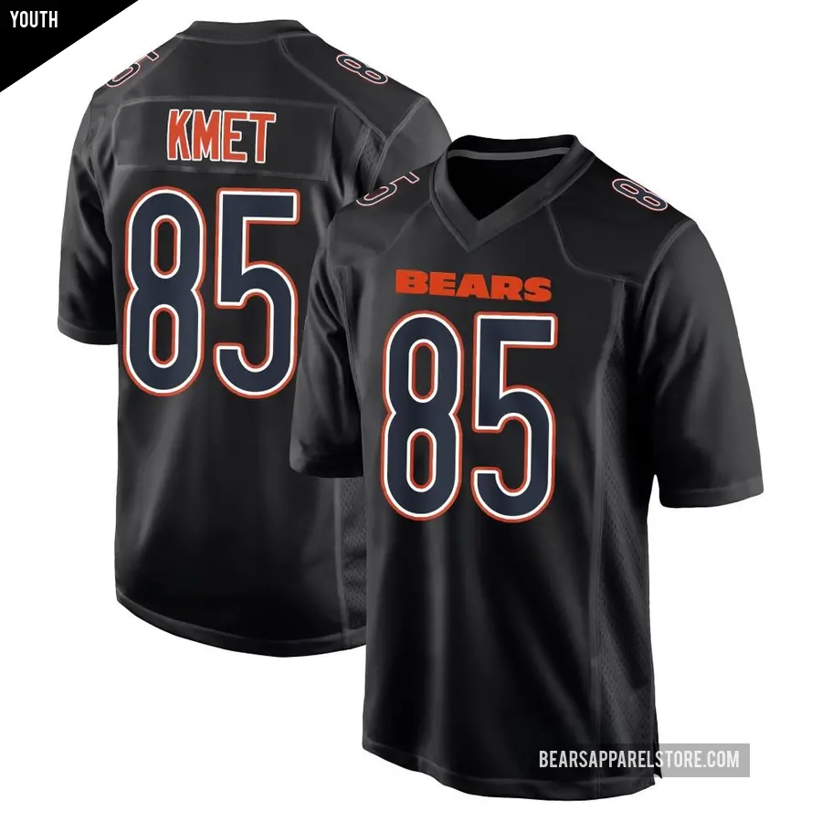 Youth Chicago Bears ＃85 Cole Kmet Black Game Carbon Fashion Jersey