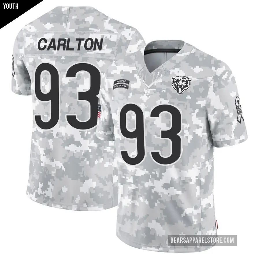 Youth Chicago Bears ＃93 Xavier Carlton Arctic Camo Limited 2024 Salute to Service Jersey